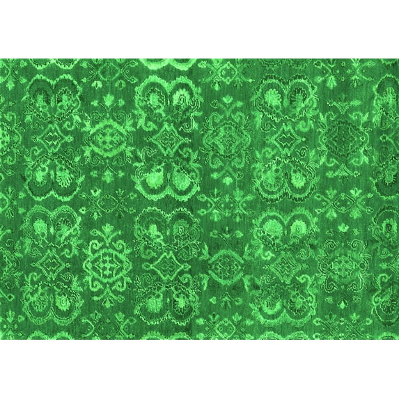 Ahgly Company Indoor Rectangle Abstract Green Contemporary Area Rugs, 4' x 6'