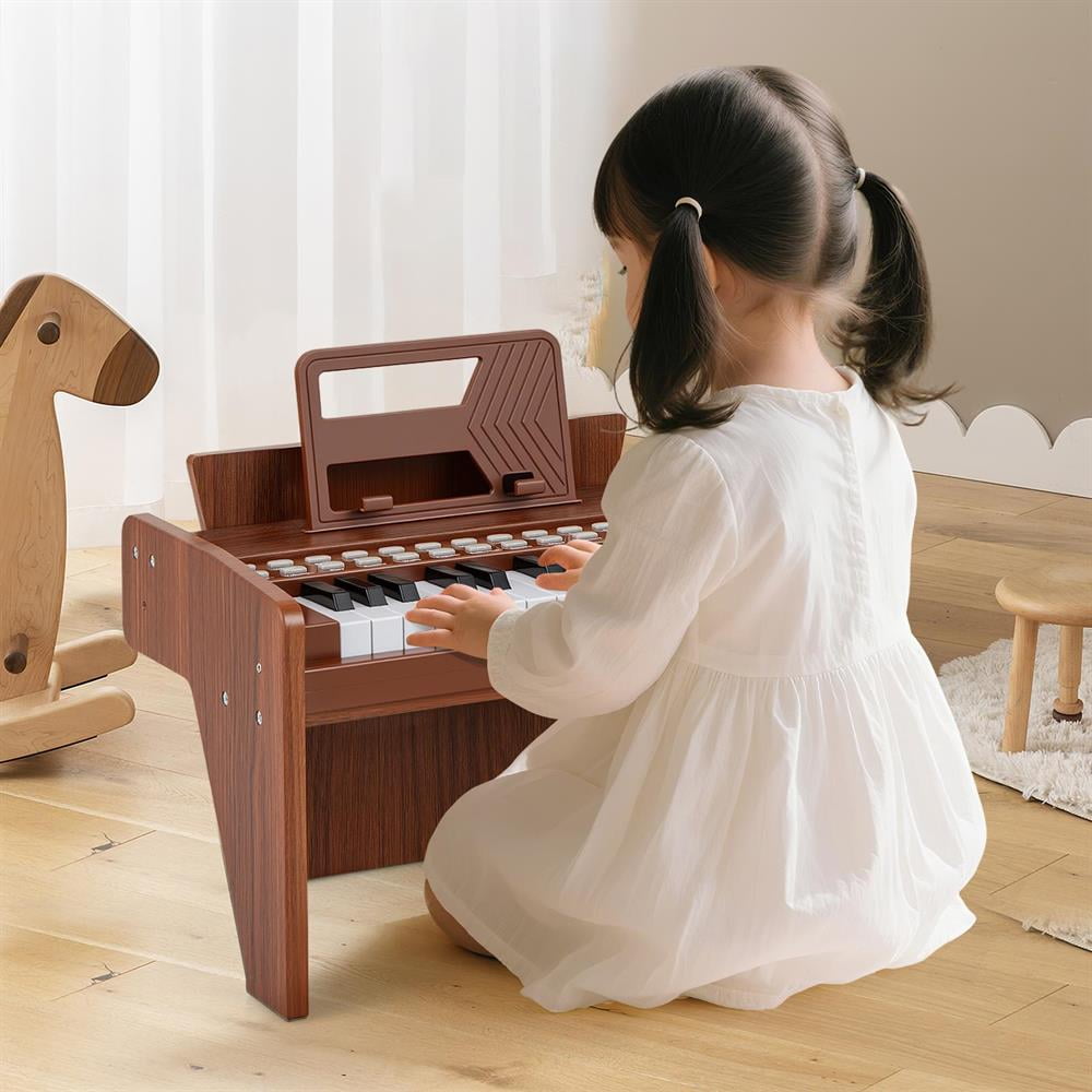 Topcobe 25 Keys Kids Piano Keyboard with Adjustable Speed and Volume, Keyboard Piano, Music Keyboard-Brown