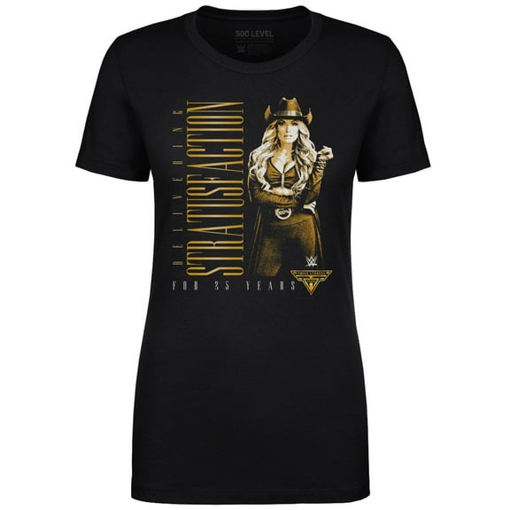 Women's 500 Level Black Trish Stratus 25th Anniversary Vertical T-Shirt
