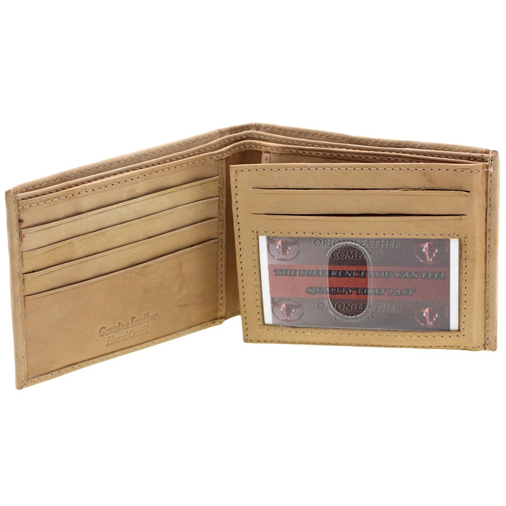 Paul & Taylor Mens Bifold Wallet Genuine Leather Flap Out 14 Card Slots 2 Bill Sections 1 ID