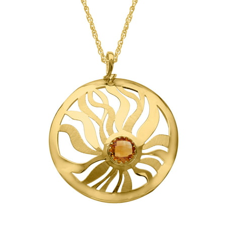 1 3/4 ct Natural Citrine Medallion Pendant Necklace in 14kt Gold