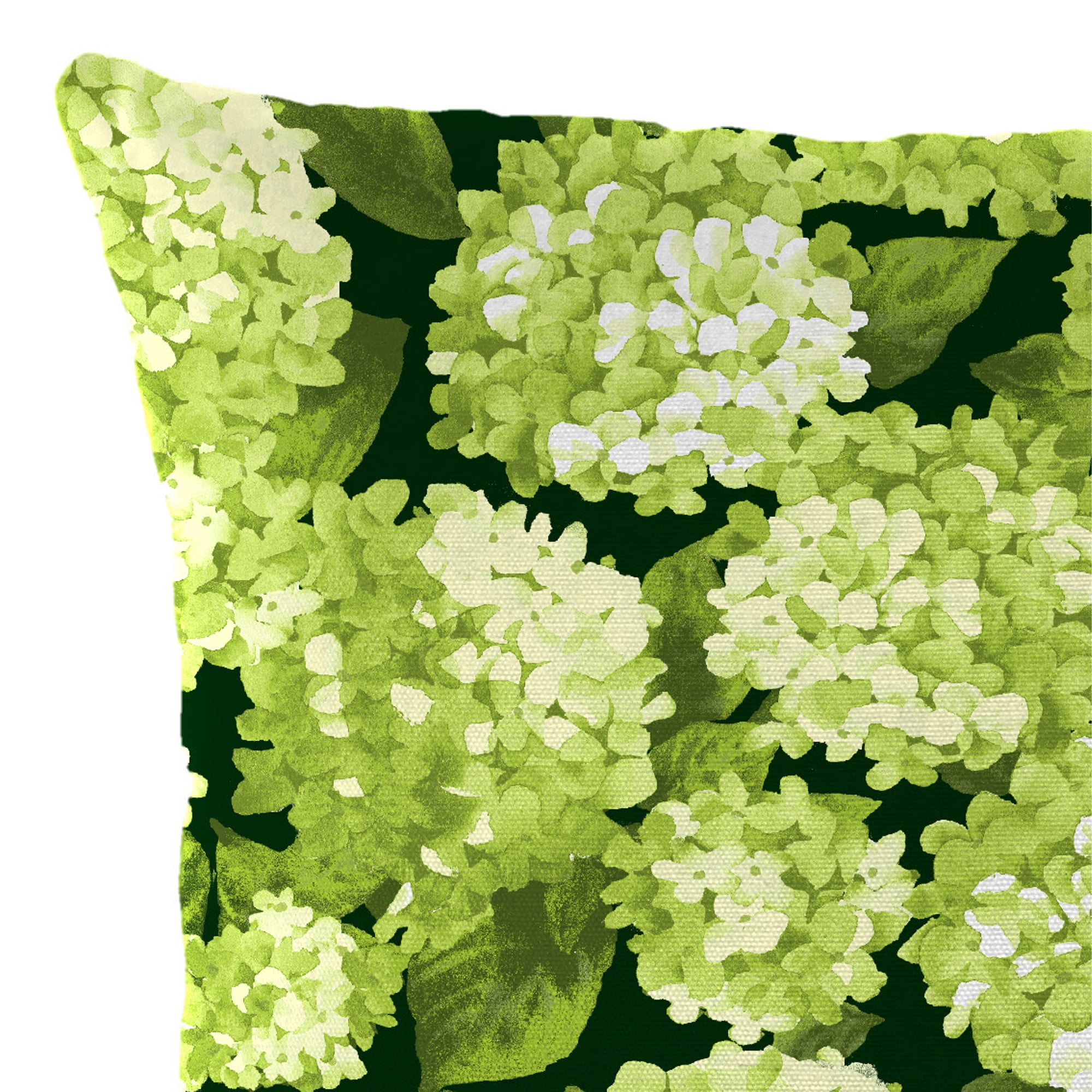Jordan Manufacturing 22" x 22" Hydrangea Forest Green Floral Square Outdoor Throw Pillow (2 Pack)