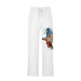 thumbnail image 4 of Yaoyar Men's Loose Wide Leg Pants Printed Elastic Waist Drawstring Casual Sweatpants for Men Summer Thin Comfy Cotton Linen Pants White 2XL, 4 of 6