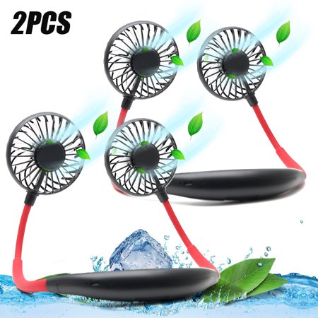 

Ponyta 2Pcs Neck Fan USB Rechargeable Portable Hands-Free Fan Mini Sports Fan