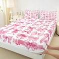 thumbnail image 3 of jejeloiu Ribbon Bow Bowtie Bed Sheets,Girls Bowknot King Sheets,Pink White Sheet Set For Child,Ultra Soft Home Decor,4pcs, 3 of 7