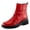 RED, variant on Women's NAYANA Booties with Ruching Leather, Metal Rivets, and Removable Insoles