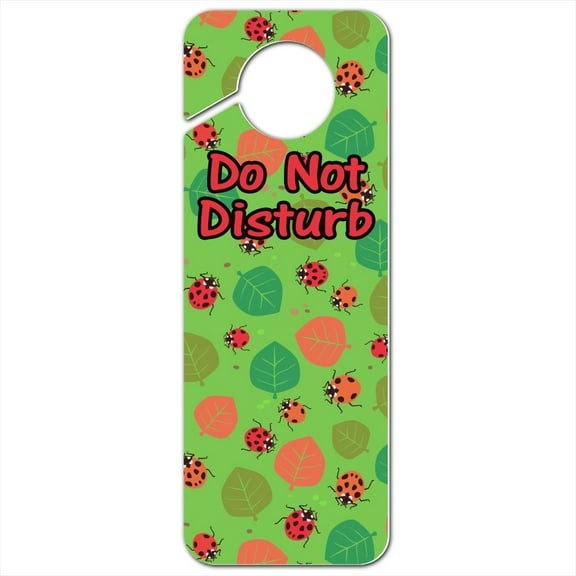 Lots of Ladybugs and Leaves Pattern Plastic Door Knob Hanger Sign