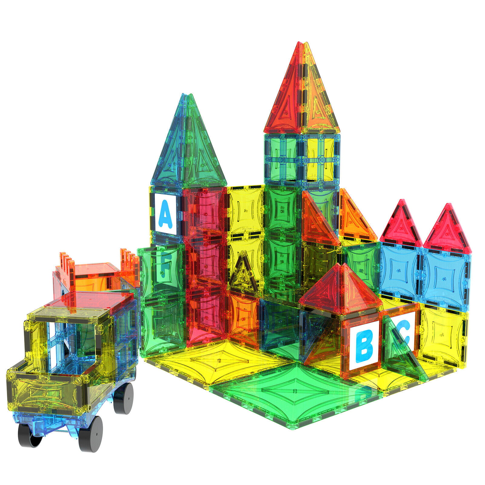 Mag-Genius Award Winning Building Magnet Tiles Blocks Clear Colors 3D Brain