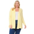 thumbnail image 1 of Pastel by Vivienne Women's Long Sleeve Jersey Plus Size Cardigan Banana X-Large, 1 of 4