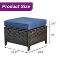 thumbnail image 3 of PARKWELL 2PCS  Outdoor Wicker Ottoman Patio Rattan Furniture Metal Footrest Seat Square Footstool Patio Furniture w/ Blue Cushion, 3 of 6