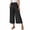 Black, variant on Women Elastic Waisted Wide Leg Capris Casual Loose Pant with Pocket Summer Soft Palazzo Cropped Cargo Pants