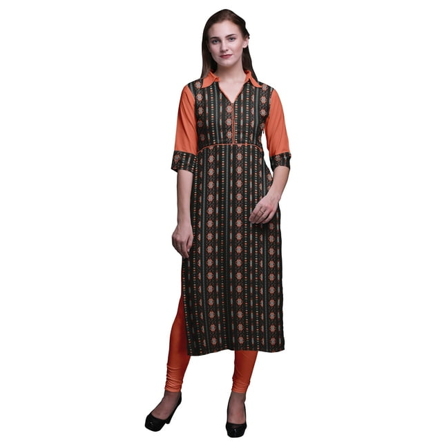 Bimba Rayon Printed LongKurtiDress Straight Tunic Dresses For Women Indian Top