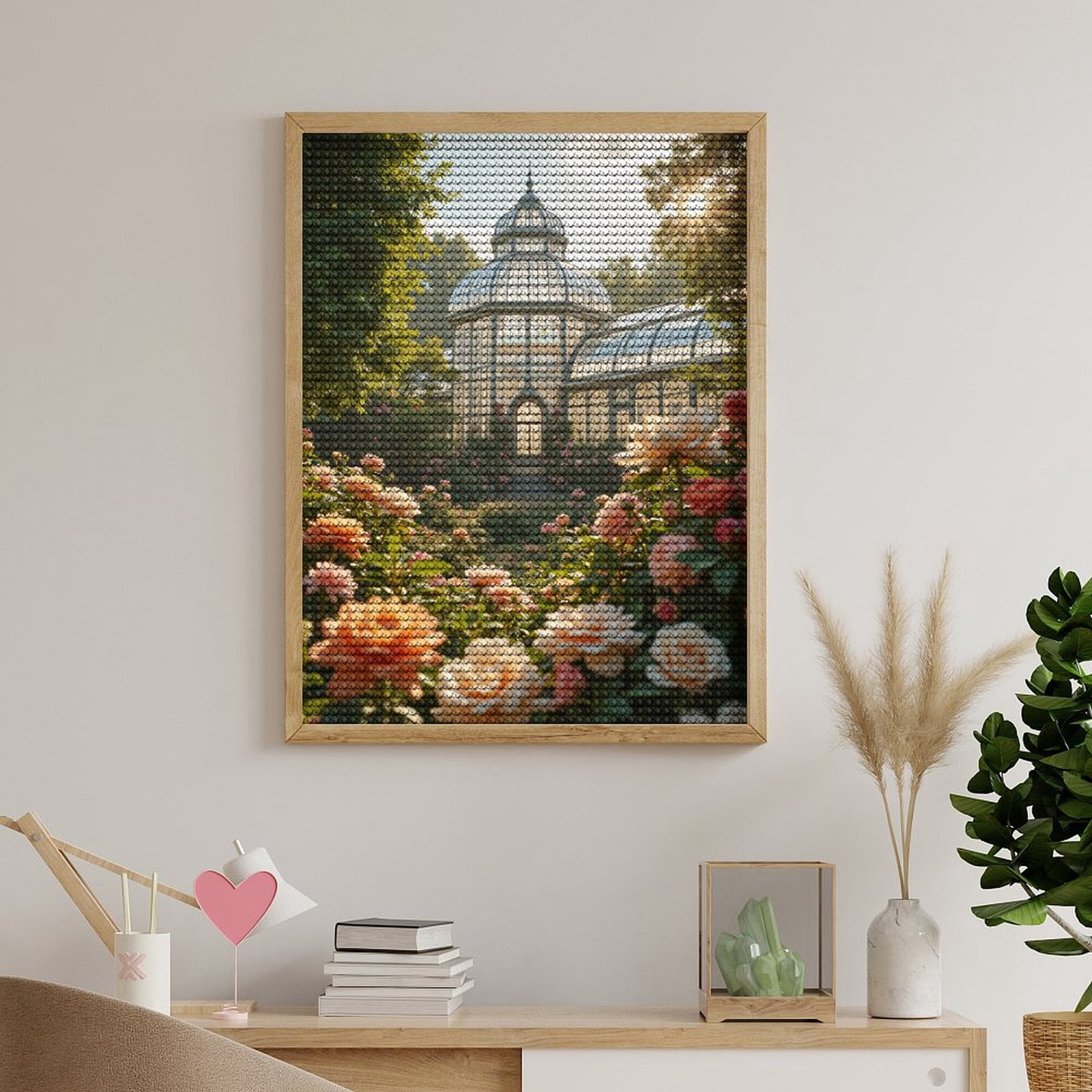 Diamond Art Kits for Adults, Victorian Glasshouse Rose Garden 5D Diamond Painting Kits for Adults Beginners, DIY Full Drill Diamond Painting, Gem Art and Crafts 12x16