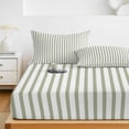 thumbnail image 6 of Twin XL Size Fitted Sheet Set - Sage Green Vertical Striped 2 Piece Bedding Sets 16" Deep Pocket Fitted Sheet with 1 Pillowcases, Farmhouse Thin Line Stripes Brushed Microfiber Hotel Bed Sheets, 6 of 9