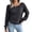 Black, variant on Women's Cable Knit Sweater, Womens Fall Sweaters, Crew Neck Long Sleeve Button Detail Casual Pullover