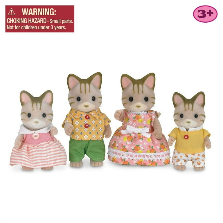 Calico Critters Sandy Cat Family, 4pc Miniature Doll Figures
