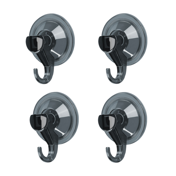 JINGYANG Suction cup hook, small gray heavy-duty vacuum cup with hook, detachable window glass door suction cup, reusable kitchen bathroom shower ring suction cup holder -4 pieces