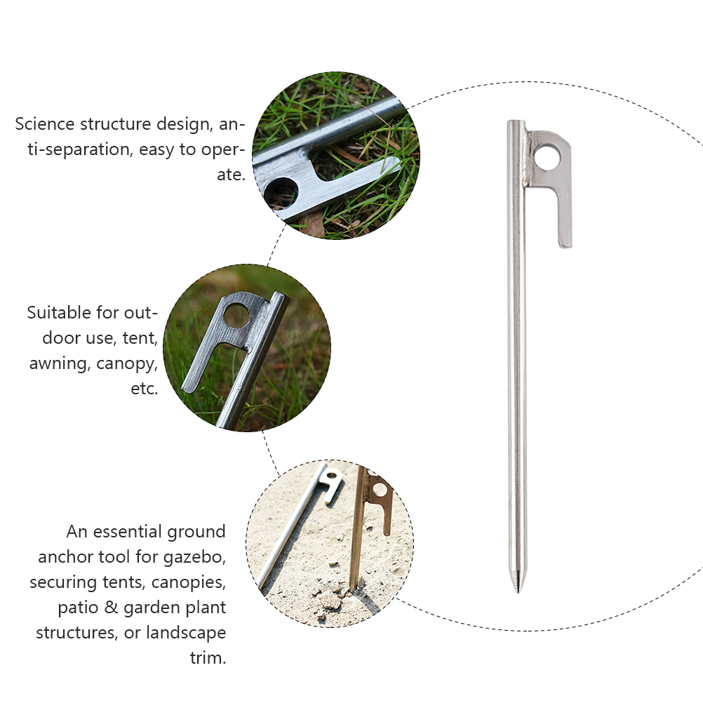 20-Pack Heavy Duty Steel Tent Pegs – 8.5" Garden Stakes For Camping & Tarp Anchor (Silver)
