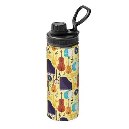 

Tebeau Musical Instruments Print Water Bottle 18oz Sports Insulated Kettle Stainless Steel Outdoor Drinking Bottles Fashion Travel Cup