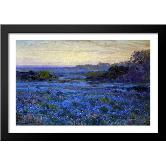 Bluebonnet Scene 40x26 Large Black Wood Framed Print Art by Robert Julian Onderdonk