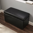 thumbnail image 3 of Linon Elta Rectangle Storage Ottoman, Black Faux Leather, 3 of 12