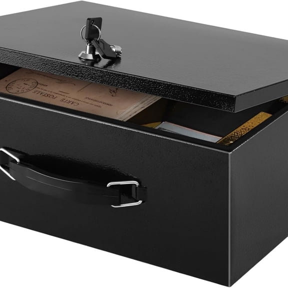 Fire Resistant Safe Fire Safe Box with Key Lock for Home Office Security Storage for Valuables Documents,13.2"x 11"x 5.1" Inch,Black