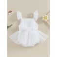 thumbnail image 2 of FEORJGP Toddler Girl Summer Romper Infant Baby Cute Sleeveless Jumpsuit Dress Tie Knot Front Pleated Bodysuit Dress Square Neck Romper Newborn Princess Tulle Dress Cute Soft for Kids, 2 of 9