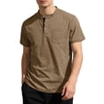 thumbnail image 4 of CBASIHI Henley Shirts for Men with Pocket- Fashion Classic Short Sleeve Casual Lightweight Cotton T-Shirt for Summer Daily Wear Khaki Size M, 4 of 8