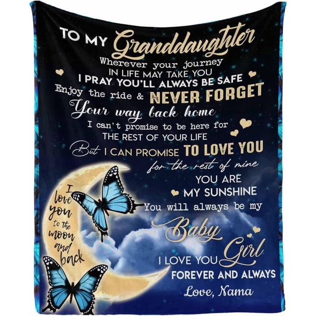 LHSHID Customized Love Blanket to My Granddaughter from Grandma and Grandpa I Love You Forever and Always Blanket