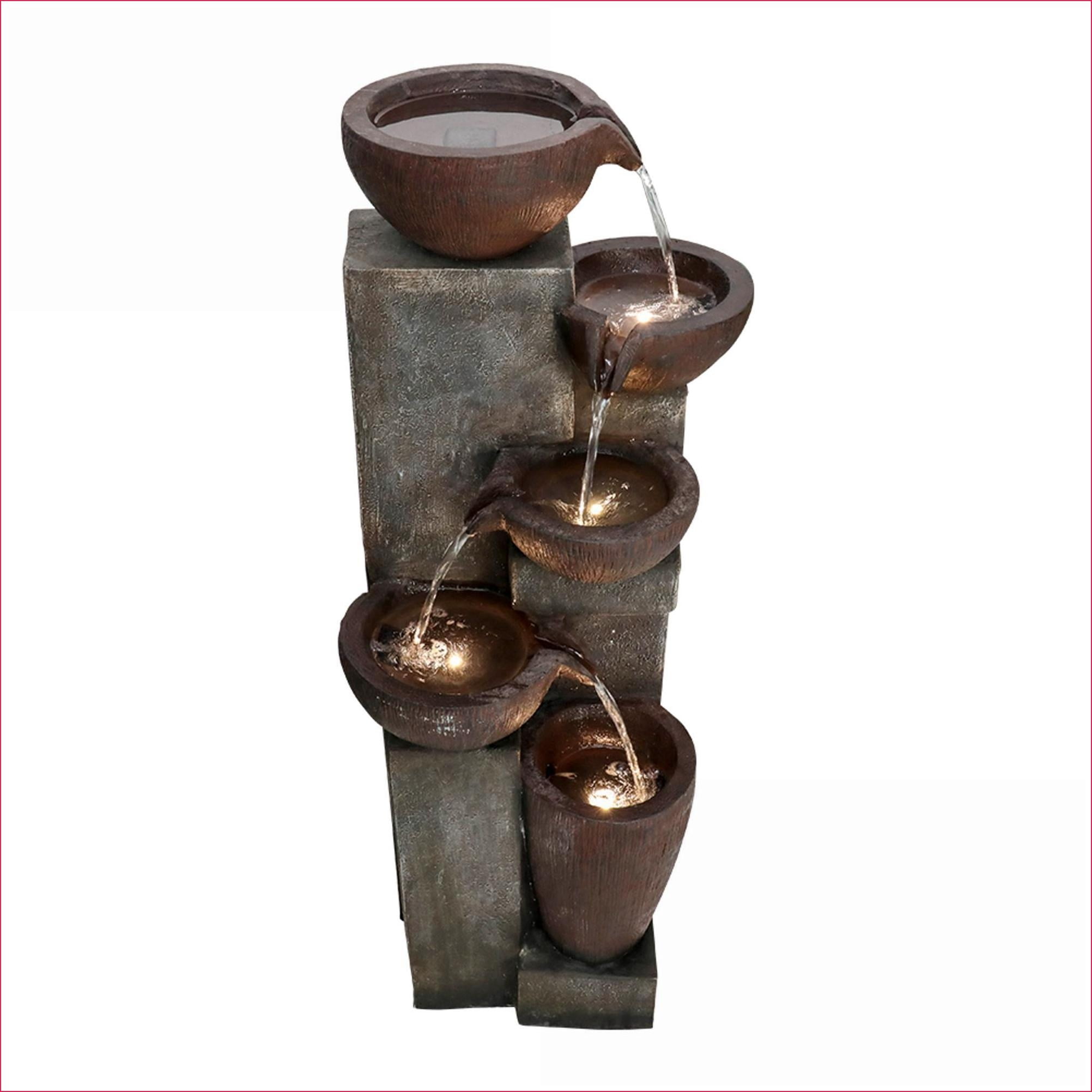 Fountains 39.7 Inch Modern 5-Tier Outdoor Water Fountain for Garden Patio, with LED Lights | Resin | Tiered Fountain