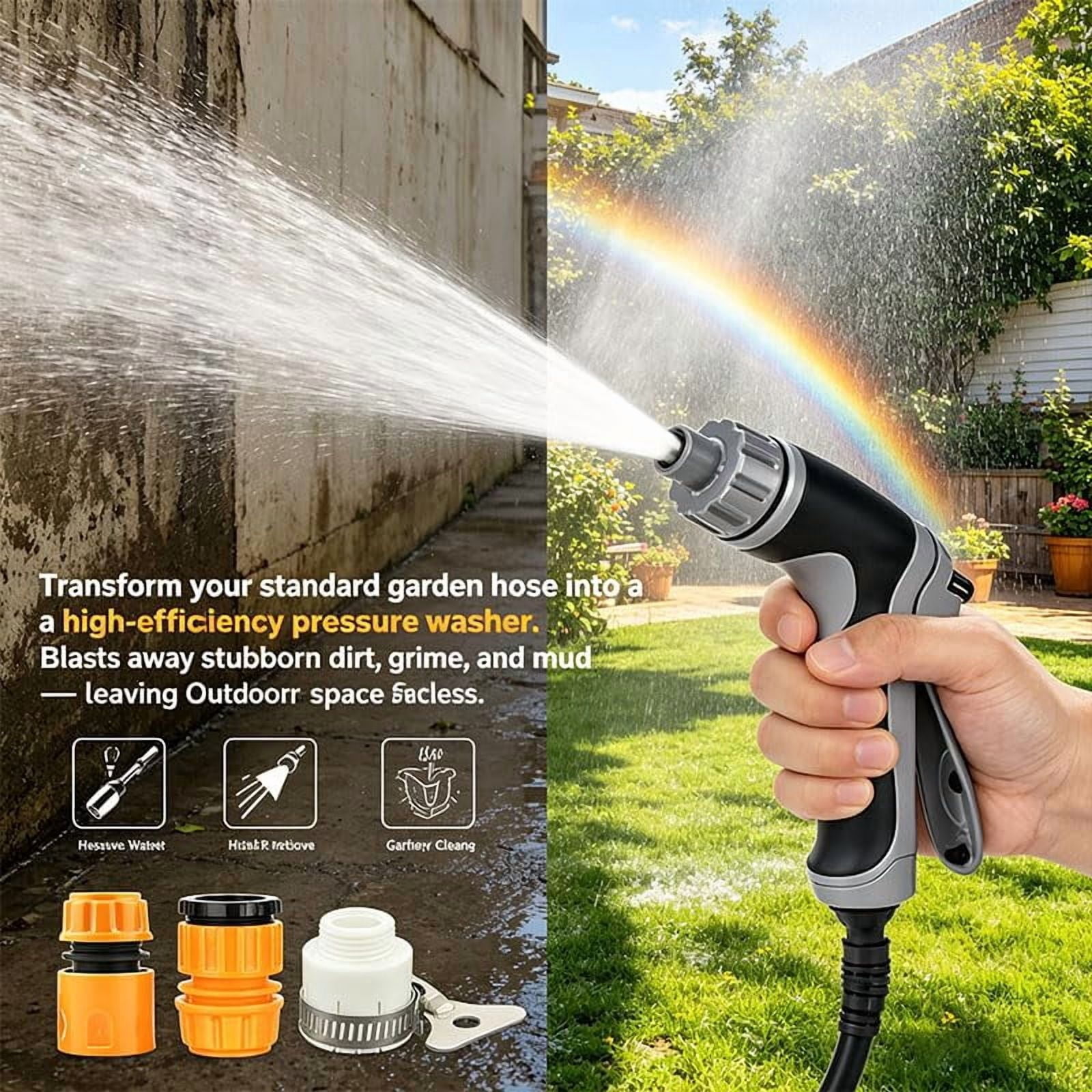 Hose Hawk Pressure Washer, Hosehawk Pro Handheld Garden Hose Nozzle with 360° Rotating Head, 4 Spray Modes Multi-Function Water Sprayer for Car, Yard and Driveway Cleaning