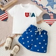 thumbnail image 2 of TOWED22 4th of July Baby Boy Outfits Short Sleeve T-shirt Tops Short 2Pcs Toddler Independence Day Summer Clothes Set（Z4-White,2-3 Y）, 2 of 8