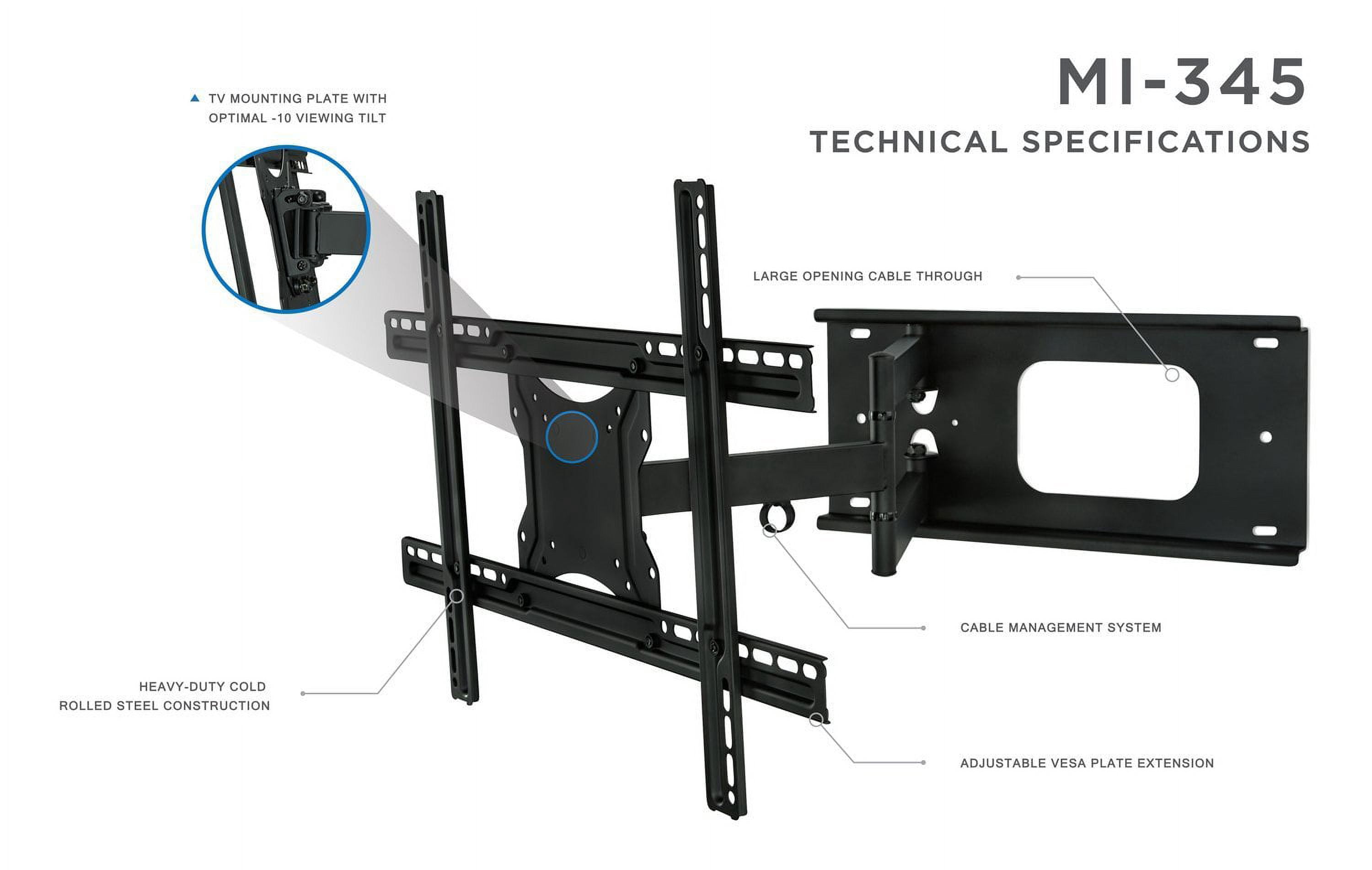 Mount-It! Full Motion Tilt Swivel TV Wall Mount, Fits 32"-70" TVs,  100 lbs. Capacity