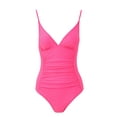 thumbnail image 6 of Women's Swimsuit Tummy Control Deep V Neck Ruching Monokini One Piece Swimwear with Cover Up Skirt Summer Bikini Sets 2 Piece Bathing Suits,S-2XL, 6 of 9