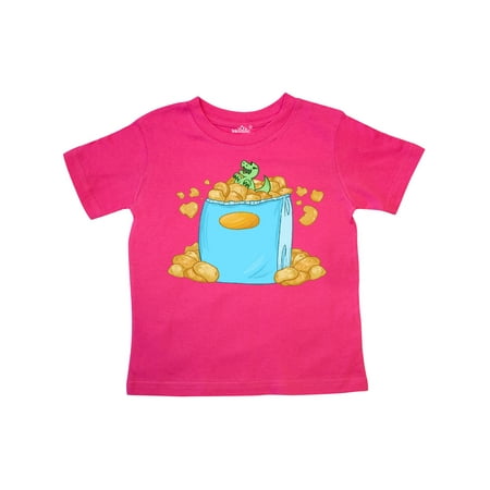 

Inktastic Little Dino Snacking on Chips Gift Toddler Boy or Toddler Girl T-Shirt