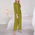 thumbnail image 3 of Balery Yellow Checkered Plaid Conjunto de Pijama con Estampado para Mujer, Conjunto de Dos Piezas con Manga Larga, Ropa de Dormir Suave con Bolsillos, Pijamas Cómodos-Large, 3 of 7
