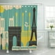 thumbnail image 1 of ABPHQTO Cortina de ducha Skyline amarillo de los símbolos y monumentos de París Azul Francia 152x180 cm ABPHQTO PKNMT60x72Shower-7028, 1 of 2