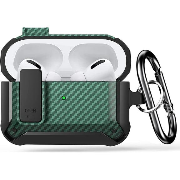 Case for Airpods Pro Case Cover with Lock Lid, Protective Cover Compatible with Airpod Pro Case for Men Women, Shockproof Shell for Air Pods Pro Charging Case (AirPod Pro Not Included) (Green)