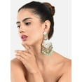 thumbnail image 6 of Parshwa Creations Antique Gold Tone Embellished With Pearls & Meenakaari Dangle Earring For Women, 6 of 7