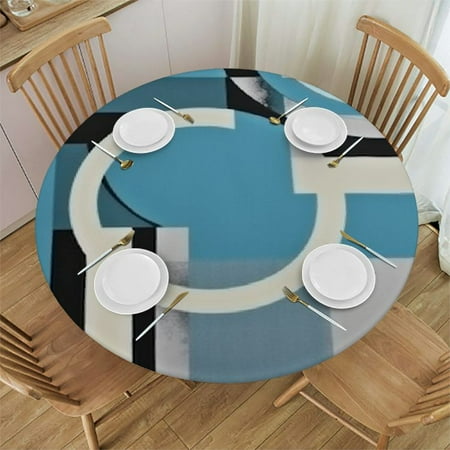 

Bciig Geometric Shapes Art Deco Painting Abstract Art Round Table Cover Stain Resistant Washable Indoor Outdoor 100% Polyester Fiber Kitchen Dining Wedding Parties Tablecloth 31 -35