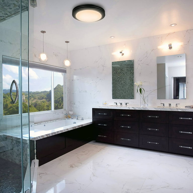 Ultra Quiet Bathroom Exhaust Fan with LED Light 80CFM 2.0 Sones Round Bathroom  Ventilation Fan with Frosted Glass Cover Matte Black - Walmart.com