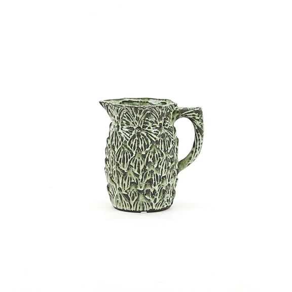 WGV Aged Leafy Green Imprint Pitcher Vase - 6.5" Wide x 7" Height, Good quality, Heavy Weighted Base - 1 Pc