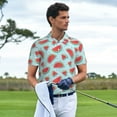 thumbnail image 3 of Honeii Watermelon print Polo Shirt, a classic short-sleeved, button-down golf shirt designed for menX-Large, 3 of 6