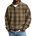 thumbnail image 3 of Nokdvo Men’s Casual Long Sleeve Polo Shirt Waffle with Collar Button Front Polo Collared Textured Knit Sweatshirt Plaid Relaxed Fit Fashion Winter Comfort Thermal Clothing,Camel 4XL, 3 of 4