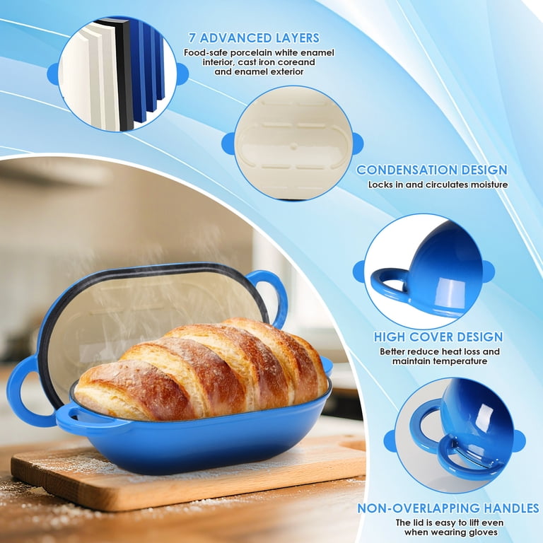 5QT Enameled Cast Iron Dutch Oven - Bread Baking Pot With Lid, Oven Safe To 500°F, Sage Green