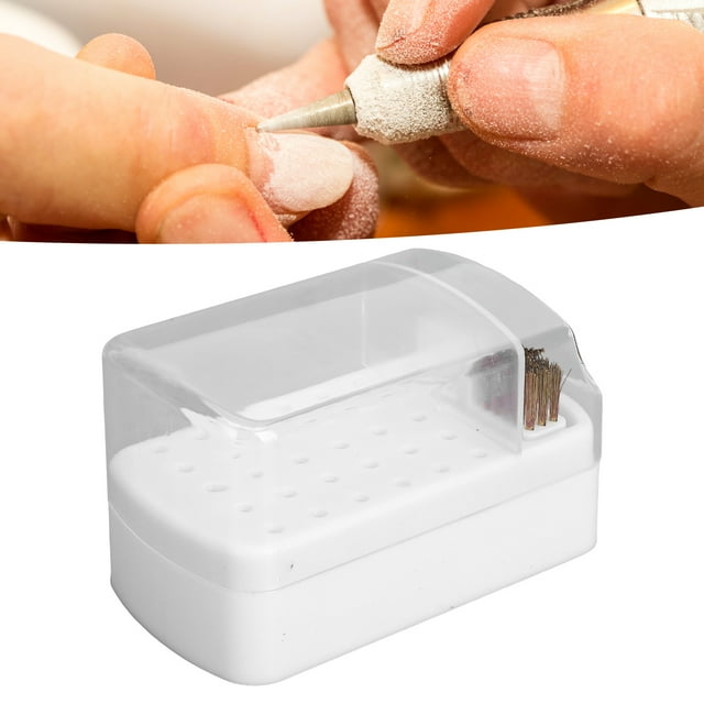 Portabrocas Para Uñas, Caja Expositora De Brocas De 30 Agujeros Con Cepillo De Limpieza, Caja Contenedora A Prueba De Polvo Para Cabezal De Pulido De Uñas