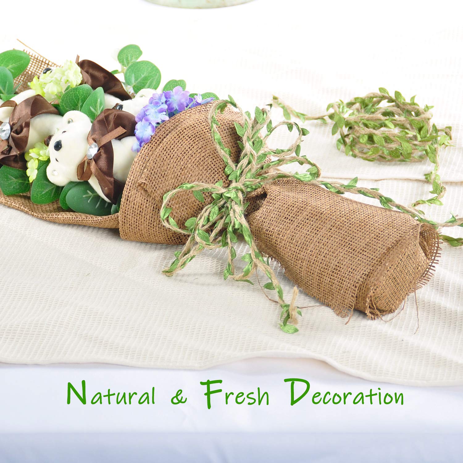 196 Ft Leaf Ribbon Twine for Crafts for Safari, Jungle, Fairy Party, Woodland Baby Shower, Enchanted Forest Decorations Vines Decor