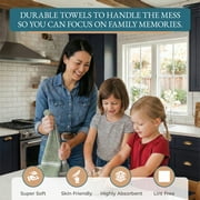 Kitchen Towels Set - 100% Pure Cotton Dish Towels for Kitchen, Super Absorbent Kitchen Hand Towel, Soft & Durable Dish Cloths, Pack of 12 – 15”x25”, Olive Chambrey