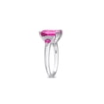 thumbnail image 2 of 4.50 Carat (Ctw) Pink Topaz and Ruby Three Stone Ring in Sterling Silver for Women, 2 of 6
