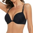 thumbnail image 2 of YANDW Women's Push Up Padded Bra T-Shirt Underwire Plunge Bra Add One Cup, Black 44A, 2 of 9